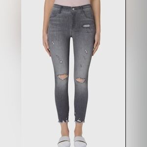 J Brand, Alana High Rise Cropped Provocateur Destruct Gray Skinny Jeans, Size 25